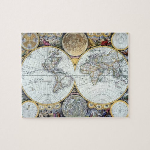 Antique World Map Atlas Maritimus by John Seller Jigsaw Puzzle