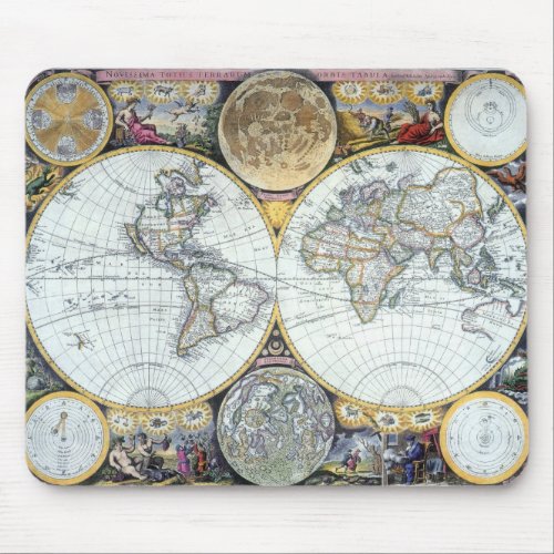 Antique World Map Atlas Maritimus by John Seller Mouse Pad