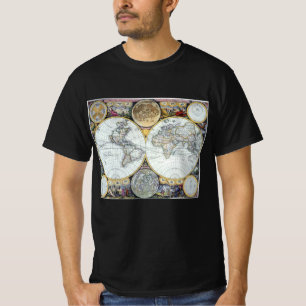 Antique World Map, Atlas Maritimus by John Seller T-Shirt