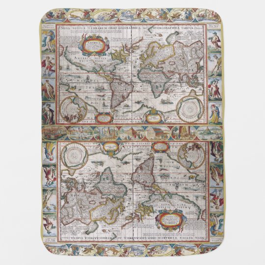 antique world map baby blanket