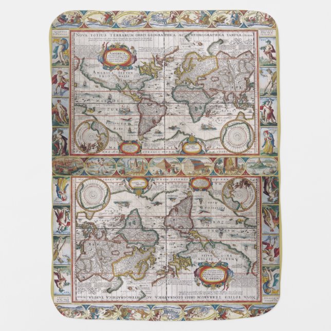 Antique World Map baby blanket (Front)
