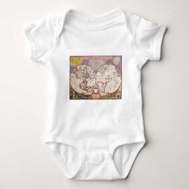 Antique World Map Baby Bodysuit (Front)