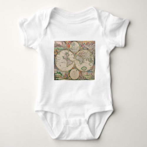 Antique World Map Baby Bodysuit