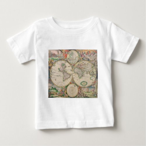 Antique World Map Baby T_Shirt