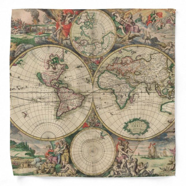 Antique World Map Bandana (Front)