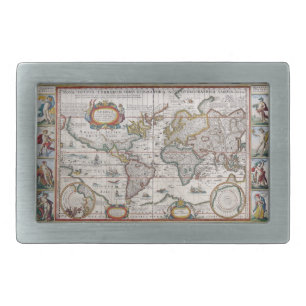 Antique World Map belt buckle