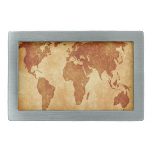 Antique World Map Belt Buckle