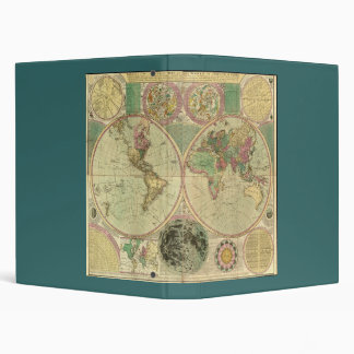 Antique World Map by Carington Bowles, circa 1780 Binder