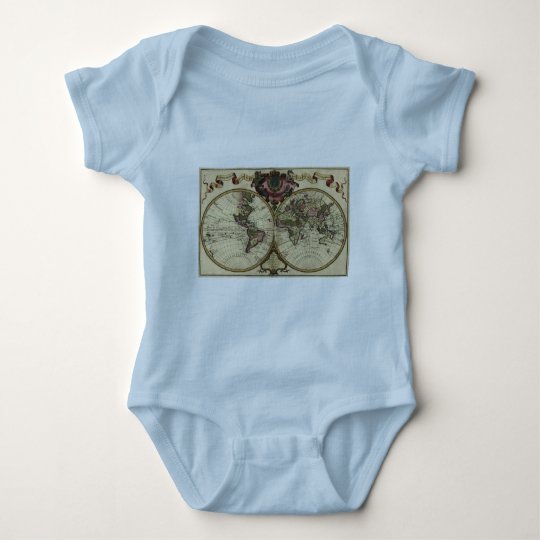 Antique World Map by Guillaume de L'Isle, 1720 Baby Bodysuit