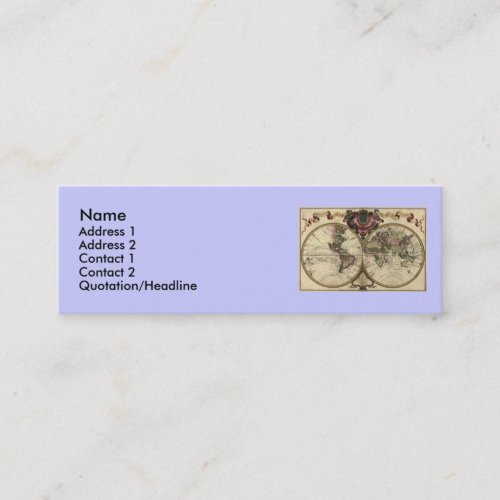 Antique World Map by Guillaume de L'Isle, 1720 Business Card Template
