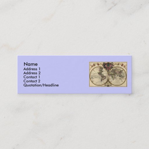 Customizable Antique World Map by Guillaume de L'Isle, 1720 Business Card Template