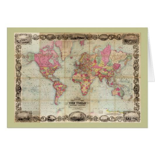 Antique World Map by John Colton, circa 1854 (Front Horizontal)
