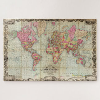 Antique World Map by John Colton, circa 1854 Jigsaw Puzzle