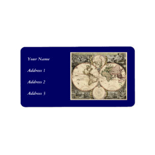 Antique World Map by Nicolao Visscher, circa 1690 Label