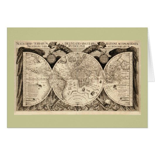 Antique World Map by Philipp Eckebrecht - 1630 Cards (Front Horizontal)