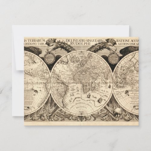 Antique World Map by Philipp Eckebrecht - 1630 Invite