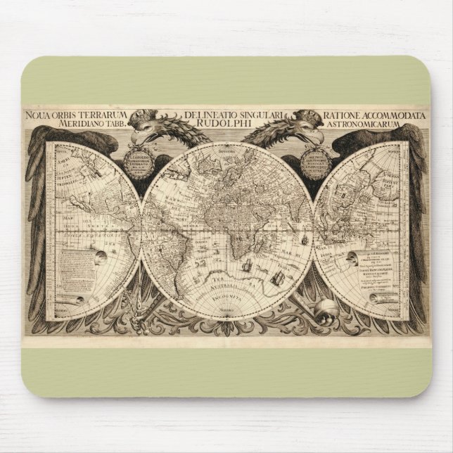 Antique World Map by Philipp Eckebrecht - 1630 Mouse Pad (Front)