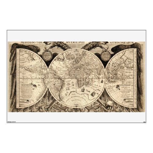 Antique World Map by Philipp Eckebrecht _ 1630 Wall Sticker