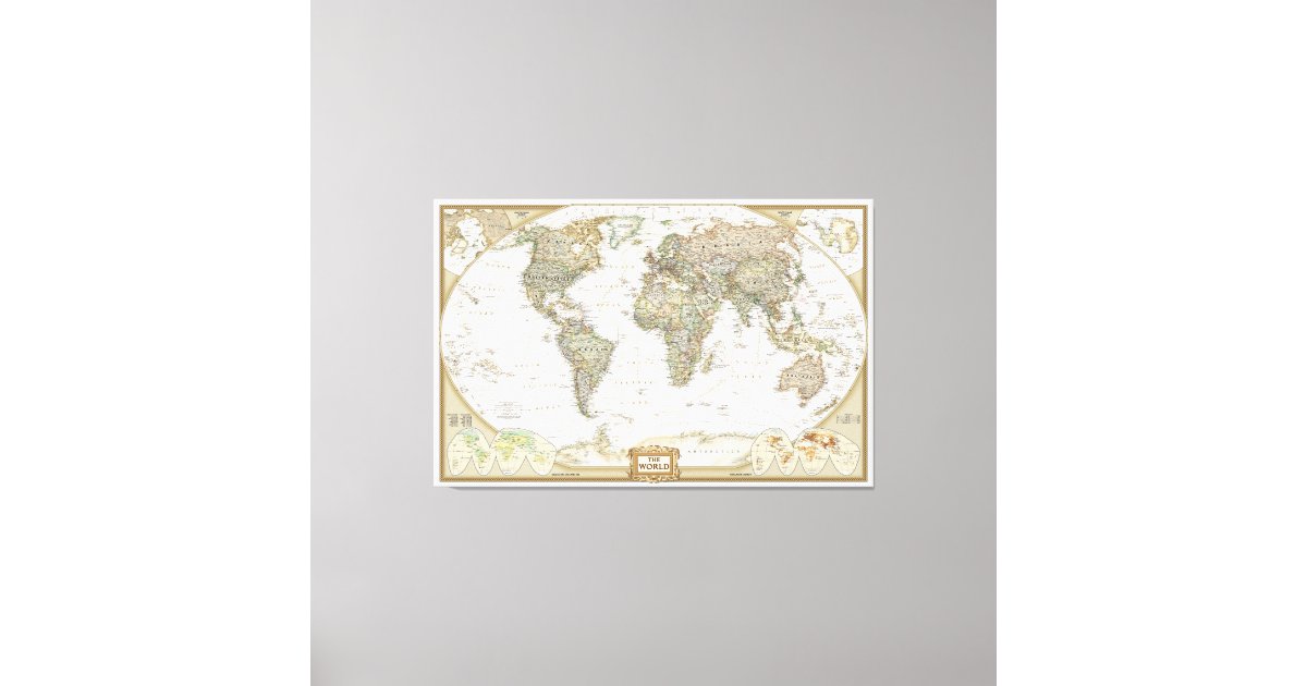 Antique World Map Canvas Wrap Print Zazzle
