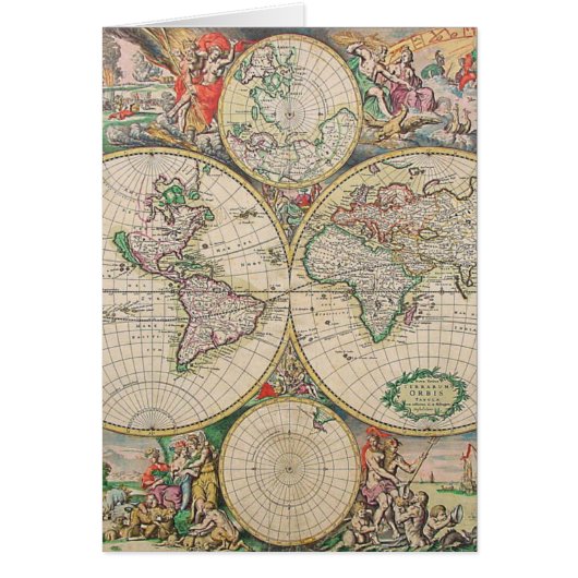 Antique World Map Cards (Front)