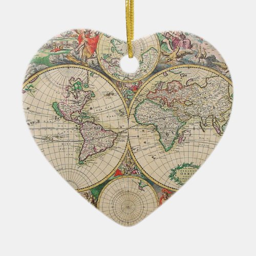Antique World Map Ceramic Ornament