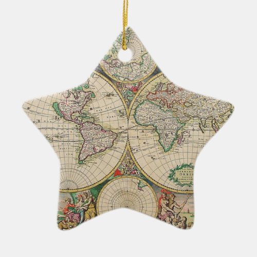 Antique World Map Ceramic Ornament