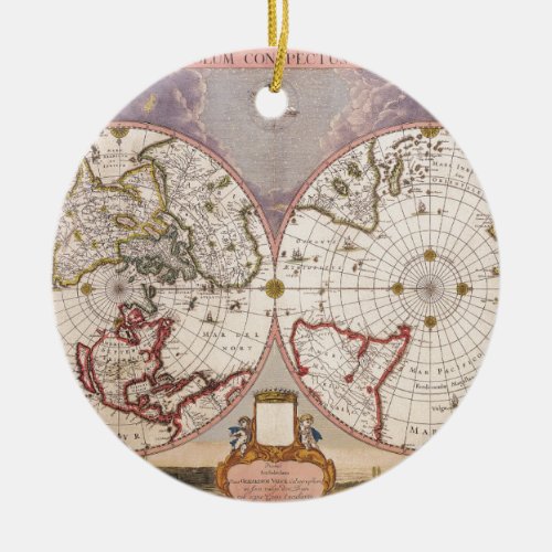 Antique World Map Ceramic Ornament