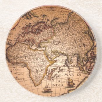 Antique World Map Classic Earth Gift Coaster by EarthGifts at Zazzle