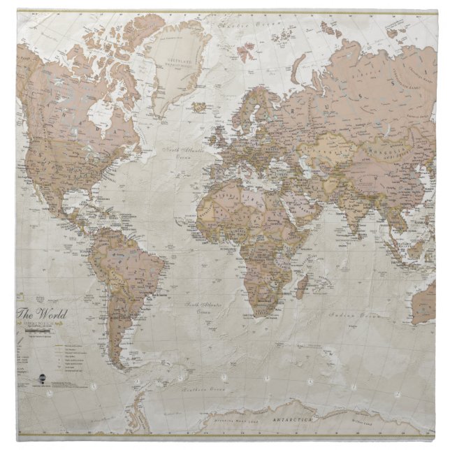 Antique World Map Cloth Napkin (Front)