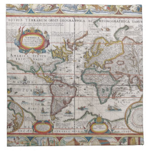 Antique World Map cloth napkins