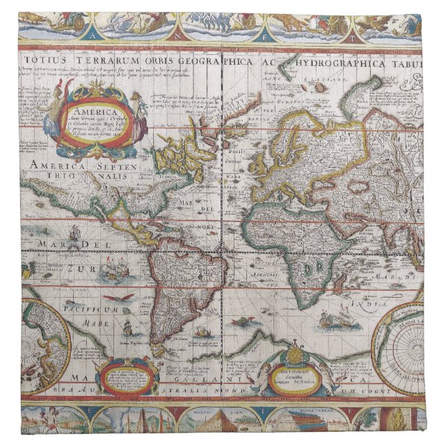 Antique World Map cloth napkins (Front)