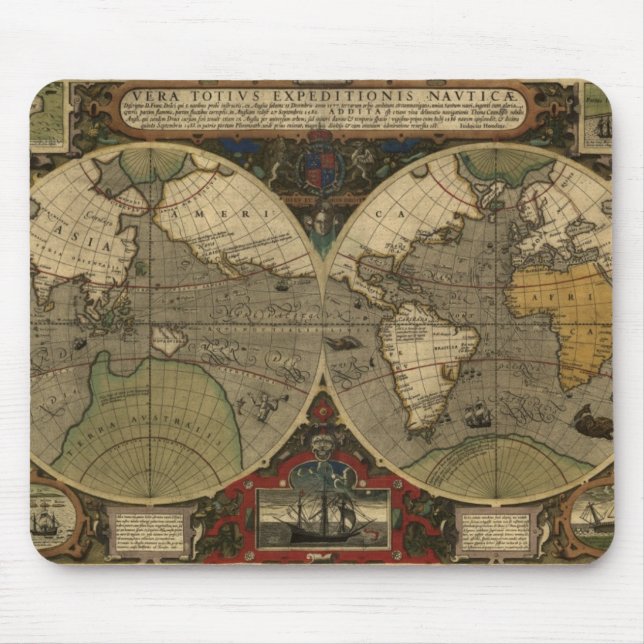 Antique World Map Collection Mouse Pad (Front)