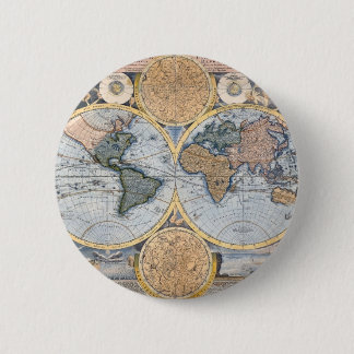 Antique world map cool pinback button