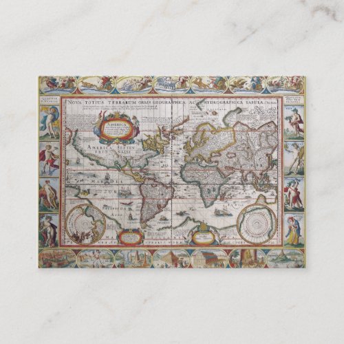 Antique World Map custom business cards