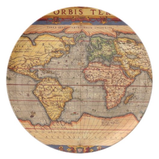 Antique World Map Dinner Plate (Front)