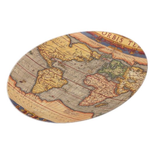 Antique World Map Dinner Plate (Left Side)