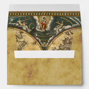 Antique World Map Distressed #2 BG A7 5x7 Envelope