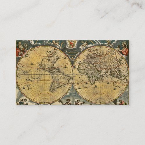 Antique World Map Distressed 2 Business Card