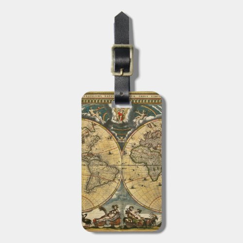 Antique World Map Distressed 2 Luggage Tag