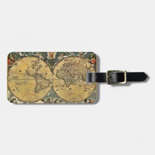 Antique World Map Distressed 2 Luggage Tag