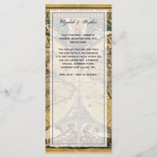 Antique World Map Distressed #2 Menu Card