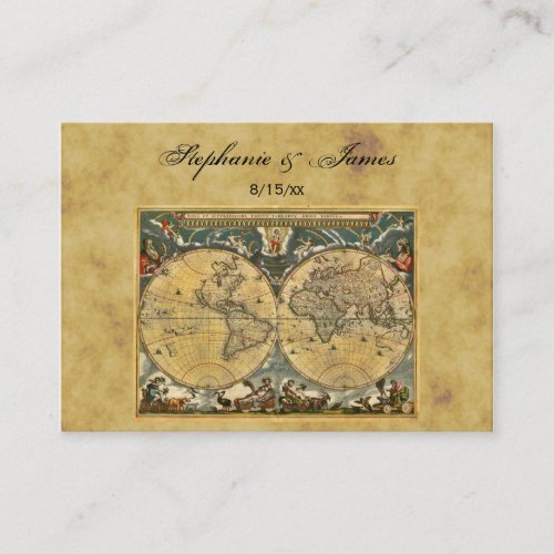 Antique World Map Distressed 2 Place Cards