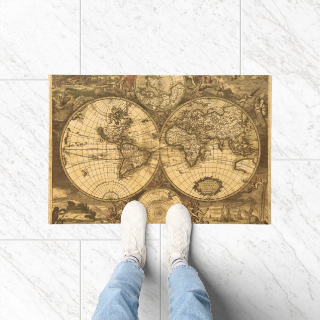 Antique World Map Doormat (Indoor)