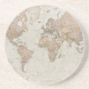 Antique World Map Drink Coaster