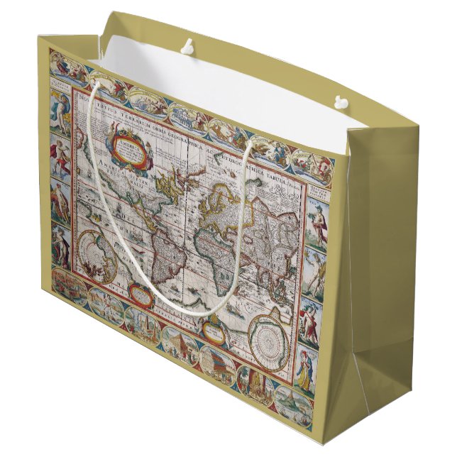 Antique World Map gift bag (Back Angled)