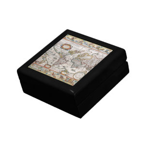 Antique World Map gift / jewelry box