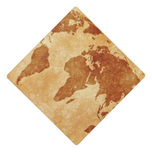 Antique World Map Graduation Cap Topper