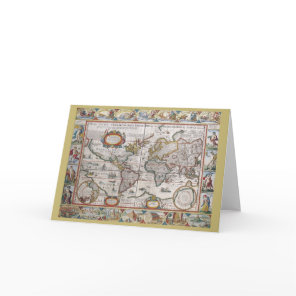 Antique World Map greeting card