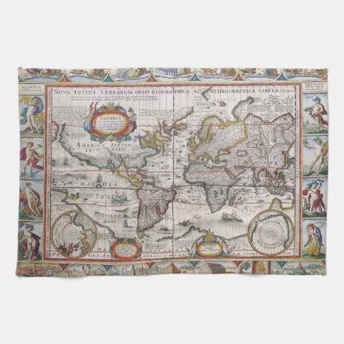 Antique World Map hand towels