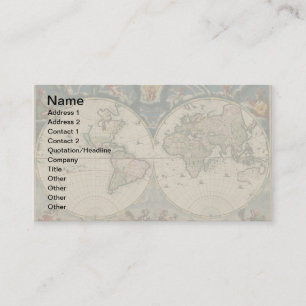 Antique World Map: Historical Cartography Art Business Card